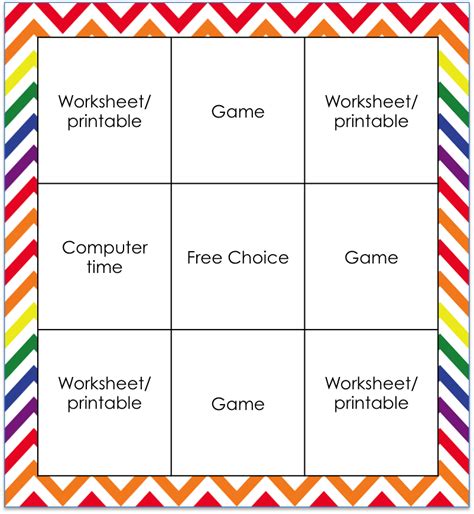 Student Choice Board Template