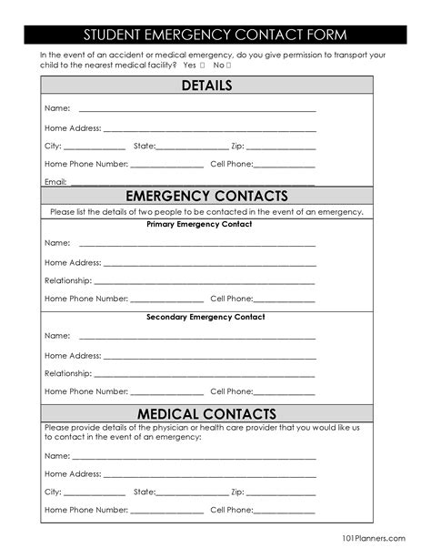 Student Health Records and Emergency Contact Information