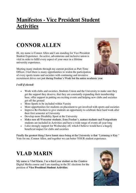 Student President Manifesto