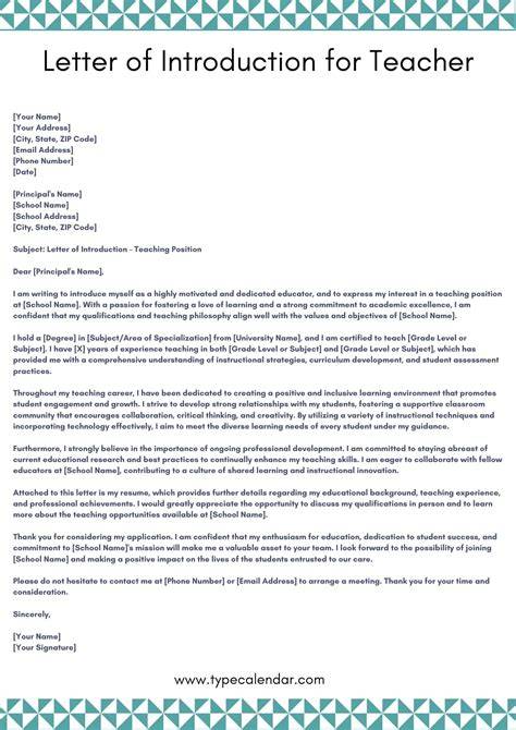 Student Teacher Introduction Letter