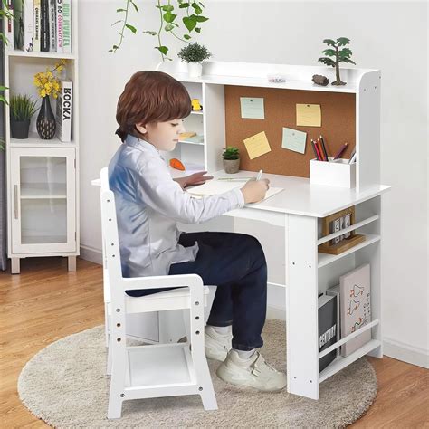 Corner Computer table with Bookshelf Combination Children