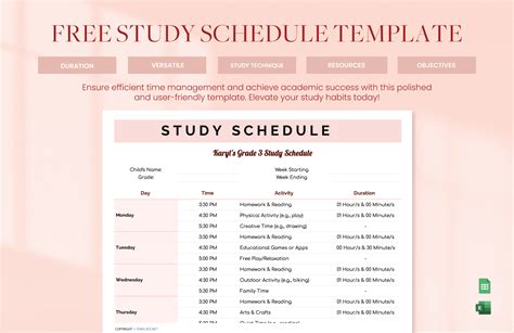 18 Free Study Schedule Templates MS Excel Format