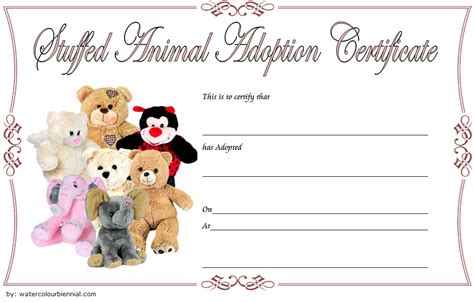 Adopt a Cuddly Companion: Get Your Free Stuffed Animal Adoption Certificate Printable
