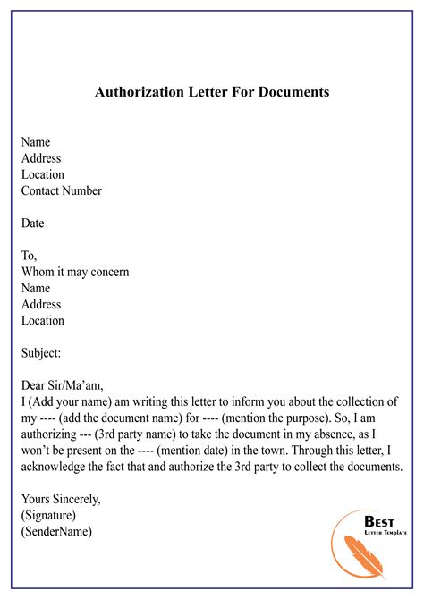 46 Authorization Letter Samples & Templates ᐅ TemplateLab