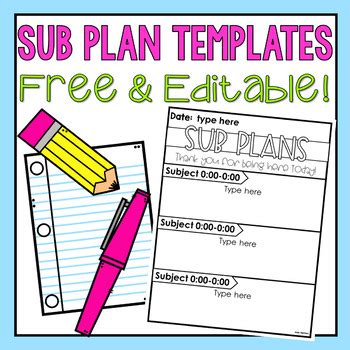 Sub Plans Template Free