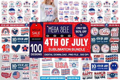 Download Sublimation America Design, July 4th Cut Images