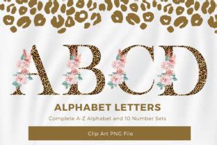 Download Sublimation Floral Alphabet Leopard Printable