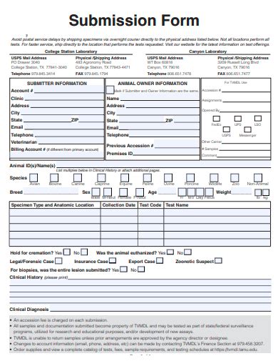 Submission of Application Form