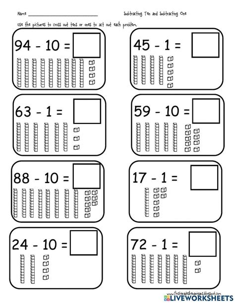 Subtraction With Base Ten Blocks Worksheets