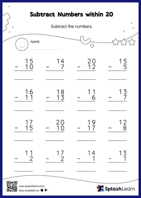 Subtraction Worksheets Within 20