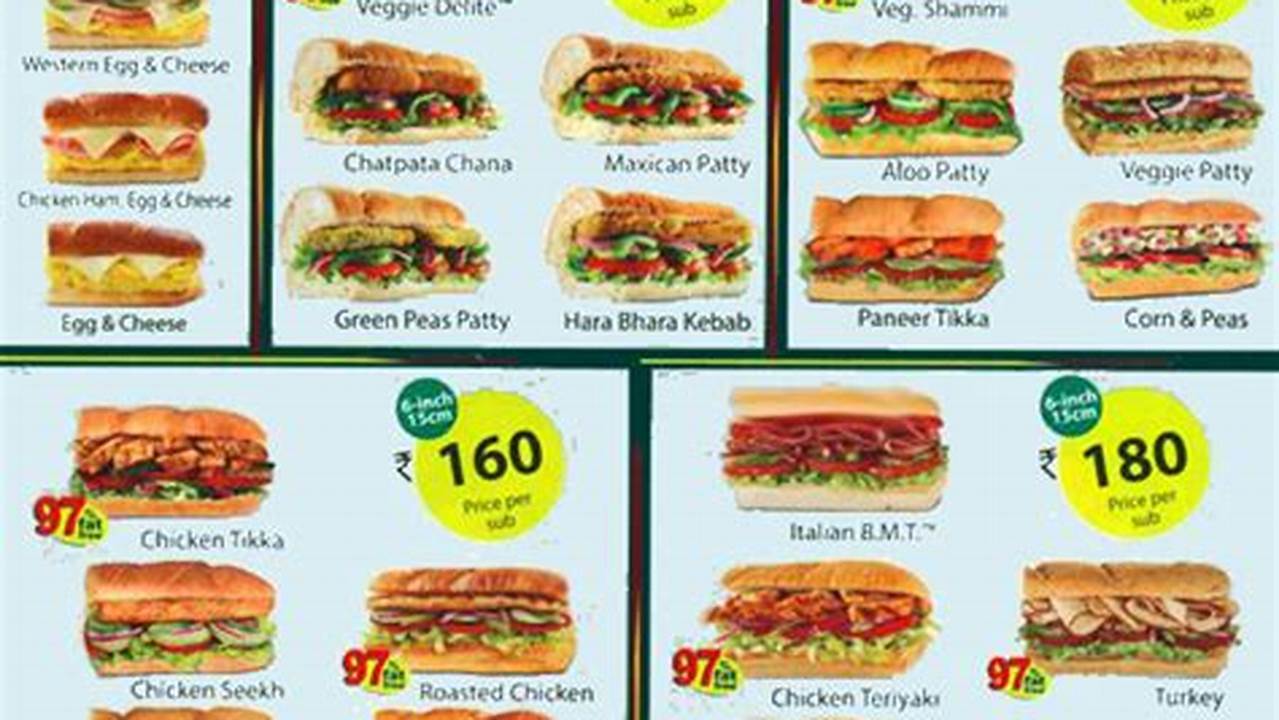 Subway 2024 Menu