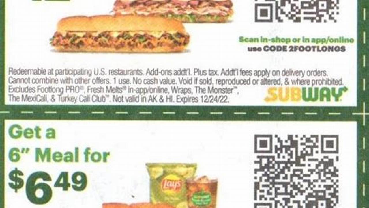 Subway Promo Code 2024 April