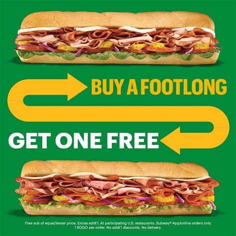 Score Big Savings and Hunger-Busting Delights with Subway's Buy One Get One FREE Coupons Today!