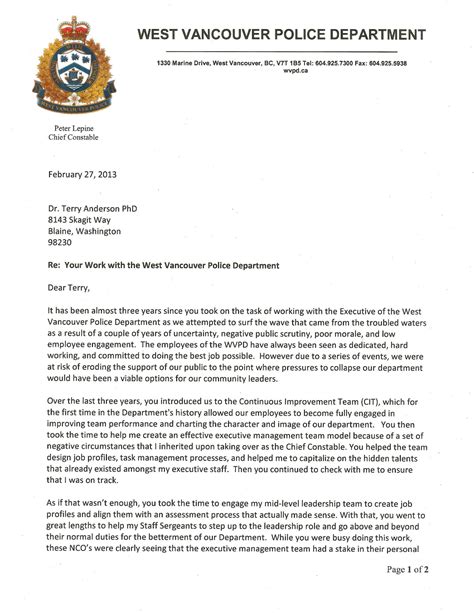 Successful Law Enforcement Letters of Recommendation