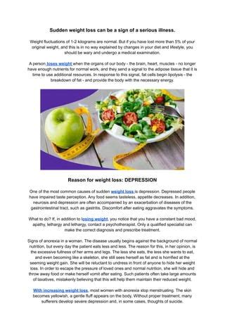 Sudden Weight Loss Despite Normal Eating