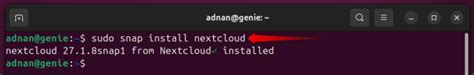 Sudo Snap Install Nextcloud