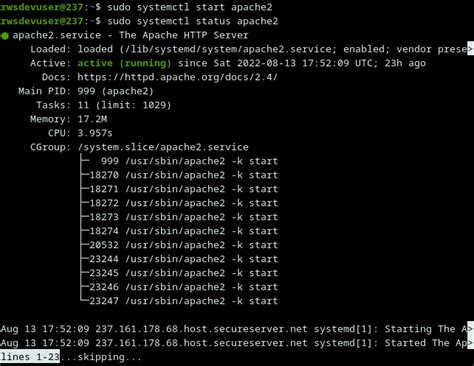 Sudo Systemctl Status Apache2
