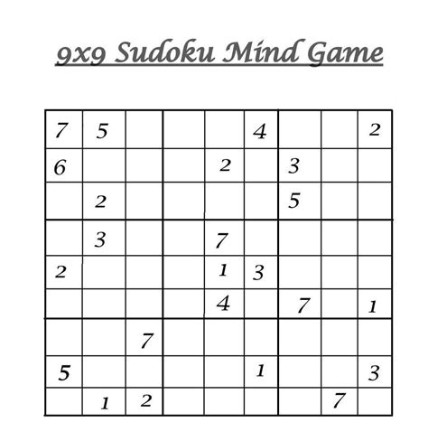 Sudoku 9x9 Printable