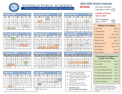 Suffield Academy Calendar