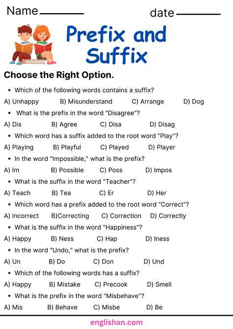 Suffix And Prefix Worksheets