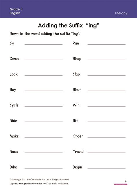 Suffix Worksheets 3rd Grade