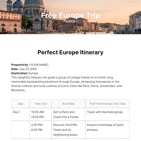 Suggested Itinerary