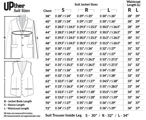 Suit Coat Size Chart