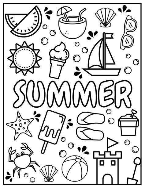 Summer Printable Coloring Sheets