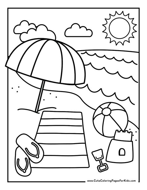 Summer Beach Coloring Picture