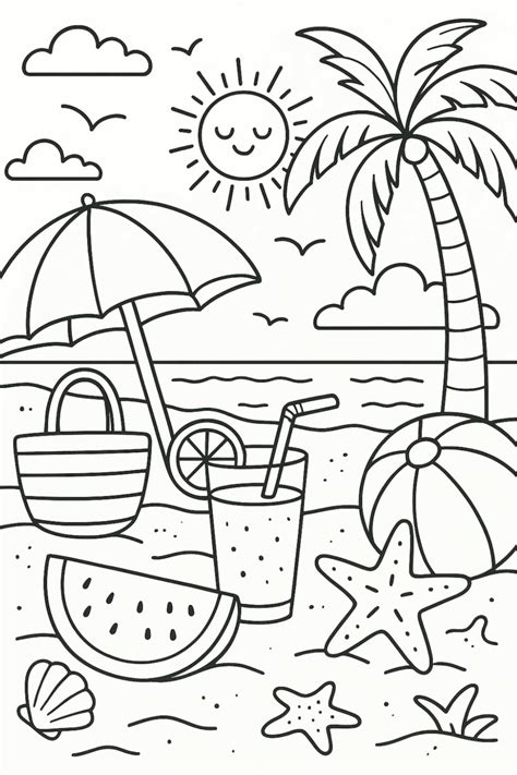 Summer Color Page Coloring Pages Vacation