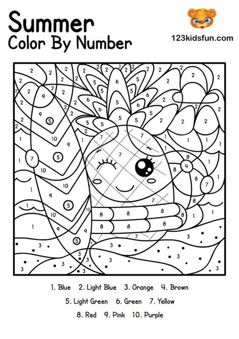 Summer Coloring By Number Pages