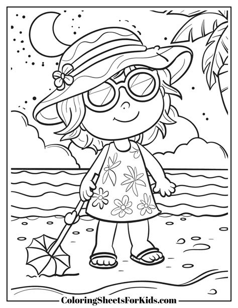 Summer Coloring Pages Girl Water Pool