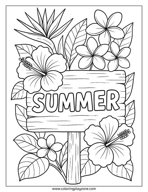 Summer Flowers Coloring Page