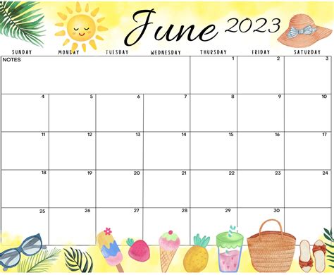 Summer June Calendar