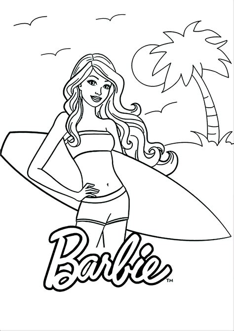 Summer Printable Barbie Coloring Pages