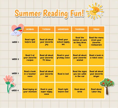 Summer Reading Calendar