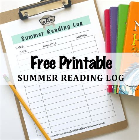 Summer Reading Log Free Printable