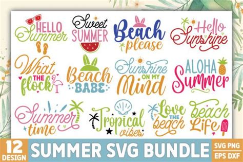 Download Summer SVG Bundle of 13 Designs Files