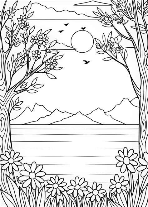 Summer Sunset Serenity Coloring Picture
