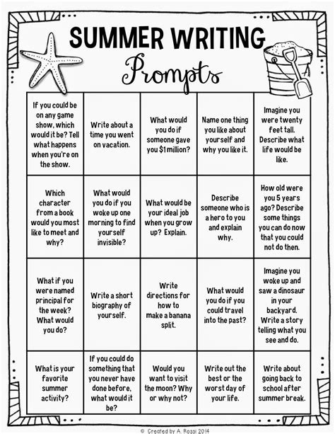 Summer Writing Prompts For Second Grade