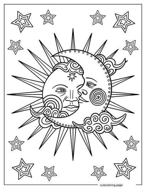 Sun And Moon Coloring Pages For Adults