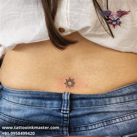 Simple lovely back sun tattoo