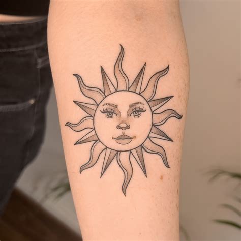 Sun With Face Tattoo