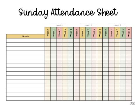Sunday School Attendance Template
