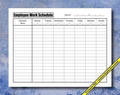 Sunday To Monday Work Schedule Printable