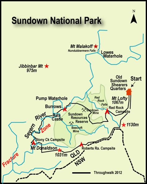 Girraween, Bald Rock & Sundown National Park (Regionalkarte / Landkarte
