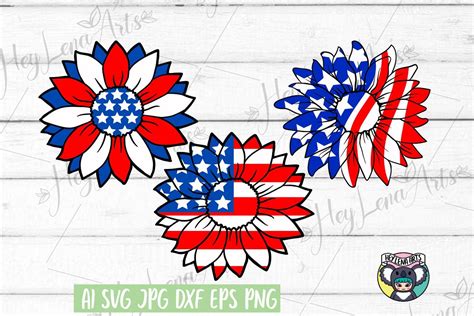 Download Sunflower 4th of July American Flag Set Files DXF Files
