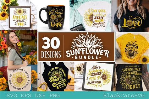 Download Sunflower Bundle 30 Designs Files Free PSD Mockups