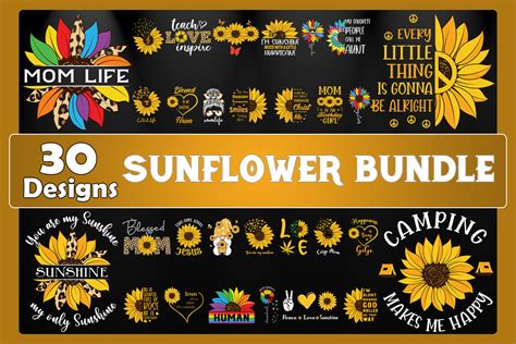 Download Sunflower Bundle 30 Designs for Cricut Machine