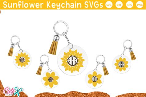 Download Sunflower Frames Keychain SVG Files Free PSD Mockups